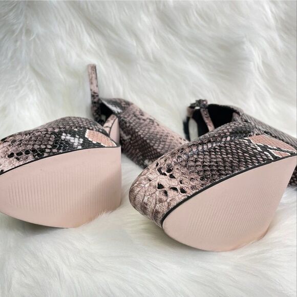 ASOS Black and Nude Snakeskin Print Platform Block Heels Ankle Strap Pump Size 9 - Picture 3 of 8